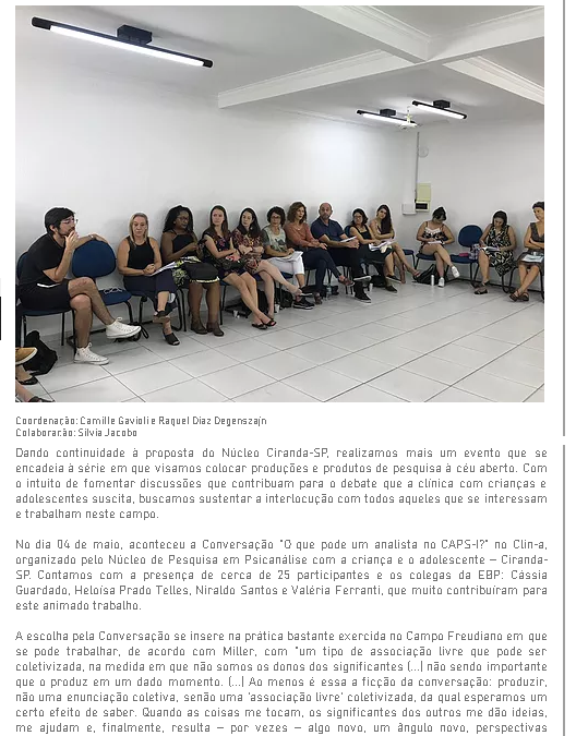 Conversação:”O que pode um analista no CAPS-I?”